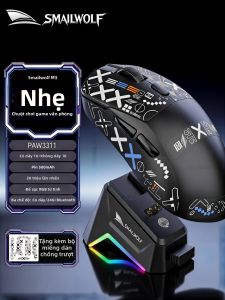 SMAILWOLF | Chuột Chơi Game Không Dây Siêu Nhẹ M3Pro Kết Nối Ba Chế Độ 1KHz Cảm Biến PAW3311