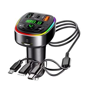 kebidumei | Bộ Phát Bluetooth 5.0 FM Máy Nghe Nhạc MP3 Trên Ô Tô Bộ Thu Âm Thanh Rảnh Tay Với Bộ Sạc Điện Thoại PD + USB Cáp Sạc 3 Trong 1