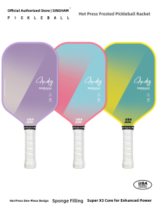Sinsham Professional Competition Level Carbon Fiber Pickleball Paddle with Dreamy Pink Foam Filled Matte Finish Hard Surface