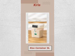 Kris Rice Container 5L Wadah Tempat Penyimpanan Beras Warna Putih White Food Grade Mudah Dibersihkan