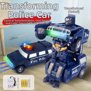 Transformable Rotating Police Car Toy