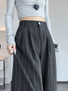 High Waist Wide Leg Pants Womens Spring Autumn 2025 New Style Slimming Straight Cut Casual Suit Pants Drapey Striped