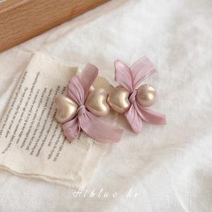 Pink Butterfly Knot Hair Clips Womens Forehead Decor Edge Clips Straight Hair Hairpins New Style 2025 Side Pearl Heart