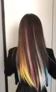 Synthetic Long Straight Clip In Hair Extensions High Temperature Hairpieces Rainbow Colors Hair Accessories
