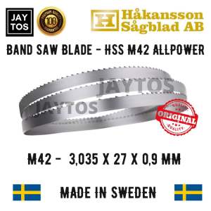 Band Saw Blade Gergaji Pita Besi 3035 X 27 X 090 mm Hakansson HSS M42 Allpower Made in Sweden Untuk Potong Besi Metal
