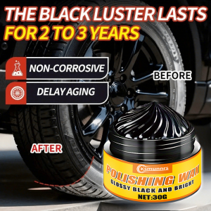 Black Tire Wax Polish - Long-lasting tire shine enhancer for rubber and plastic repair fade prevention and retreading suitable