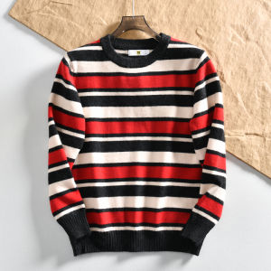 Áo Len Dệt Kim Kẻ Sọc Thoải Mái Cho Nam Mùa Đông Áo Len Cardigan Dài Tay Cổ Tròn Phong Cách Nhật Bản Cổ Điển Thường Ngày