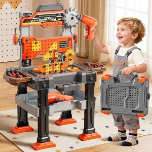 Kids Tool Workbench Playset with Electric Drill and 156-Piece Accessories