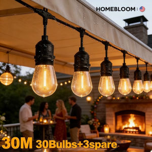 HOMEBLOOM-Outdoor String Lights for Patio Balcony & Porch 10M/20M/30M LED Edison Bulbs for Backyard Gazebo Bistro Camping Party and Garden Decor