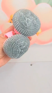 Set 10 búi sắt cọ xoong nồi rửa chén tiện lợi có núm tay cầm bằng nhựa cao cấp