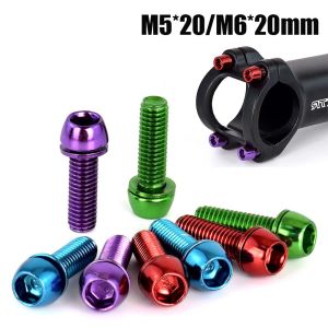 6pcs Stem Bolts M5/M6 *20mm MTB Stem Screws Bicycle Handlebar Bolts MTB Road Bike Stem Riser Screw