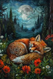 Kayou | Large Jigsaw Puzzle 500/1000 Pieces Sleeping Red Fox Paper Puzzles Adult Present Portable Box for Family Games Educational Toys