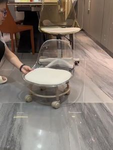 Plastic stool wheel Chair Household modern minimalist shoe changing stool backrest small chair