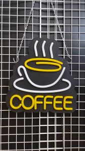 COFFEE 40 X 38 X 2 CM ป้ายไฟนีออน หน้าร้าน ป้ายไฟตัวอักษร ตกแต่งหน้าร้าน สร้างความโดดเด่นให้ร้านคุณ