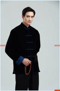 High-End Turned Cuff Jushi Tang Costume Han Costume Mens Youth Fashion Brand Retro Chinese Style Velvet Double-Sided Wear Autumn and Winter Mens Wear