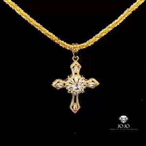 M1144 Mặt và dây chuyền thánh giá JOJO đính đá cao cấp sáng lấp lánh