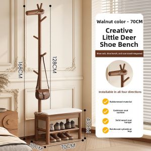 CHUJUN | Integrated Wooden Deer Shoe Bench and Coat Rack for Home Entry