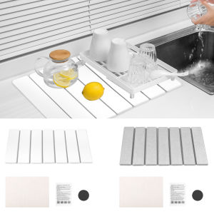 Stone Drying Mat Foldable Stone Dish Drying Mat Nonslip Stone Drying Pad Reusable Dish Drainer Mat Stone Kitchen Drying Mat