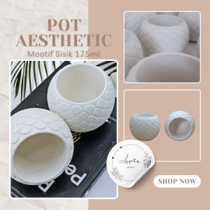 Pot aesthetic tempat lilin bentuk bola motif sisik 175ml