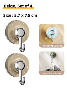 Suction Cup Rotating No Drill Powerful Adhesive Hook
