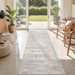 Thảm Trải Sàn Trong Nhà VIKAMA Boho Vintage Floral Runner Rug Chống Trượt Có Thể Giặt Được Dùng Cho Nhà Bếp Lối Vào Phòng Ngủ - Mặt Sau Bằng PVC 100% Polyester