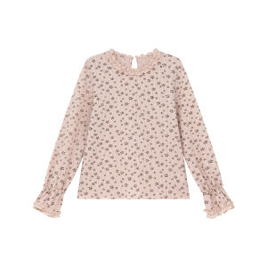 Embroidered Lace Floral Print Loose Long Sleeve T-Shirt