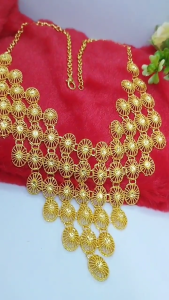 COD Kalung Hijab Liontin Necklace Bunga Terbaru Dubai Perhiasan Lapis Emas 24K Wanita Dewasa Motif Xuping