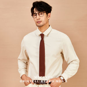 American Style Retro Cotton Khaki Shirt Mens Casual Commute Long Sleeve Pure Cotton Four Seasons Shirt Standard Fit Fashion Urban Youth Daily Wear Breathable