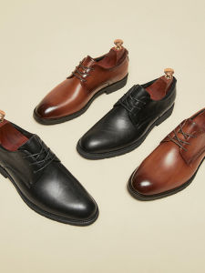 Spring Summer Soft Bottom Mens Shoes British Style Comfortable Leather Pointed Toe Business Casual