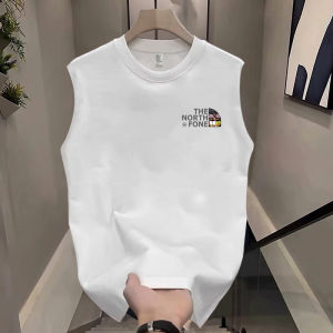 Áo Thun Cotton Không Tay in Chữ Cổ Điển Mỹ Cho Nam Mùa Hè Rộng Rãi Thời Trang Thường Ngày Thấm Hút Mồ Hôi