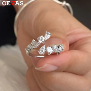 OEVAS 2.6cttw Full Moissanite Rings 100% 925 Sterling Silver for Women Wedding Sparkling Lab Diamond Fine Jewelry