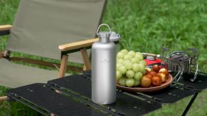 Boundless Voyage 600ml Titanium Sports Water Bottle Lightweight Camping Drinkware for Hiking Travel & Everyday Use Ti3009D