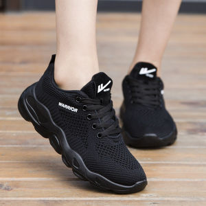 Warrior Womens Shoes Summer Breathable Mesh Shoes All Black Soft Bottom Non Slip Shoes for Work Casual Sports Old Beijing Cloth Shoes