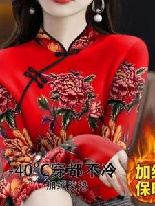 เสื้อยืดผู้หญิงฤดูหนาวแบบหนาและอบอุ่นพร้อมฮู้ดและกระเป๋าแบบมีฮู้ด ทรงหลวม แขนยาว 7 นิ้ว เสื้อเชิ้ตผู้หญิงสไตล์จีน