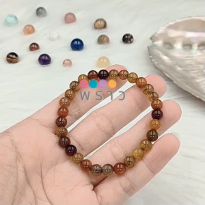 “พราว” สร้อยข้อมือ หินเกล็ดมังกรสีเขียว (Dragon Vein Agate) 💚💚 ขนาดหิน 6 มิล