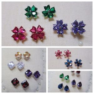 Thick Plated 18K Gold Single Diamond Geometric Classic Artistic Zircon Flower Earrings Elegant Simple Fashion Jewelry