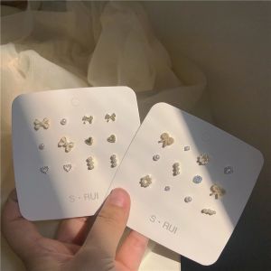 Elegant Butterfly Knot Pearl Ear Cuff Set Simple Fairy Tale Style Versatile Womens Fashion Jewelry Ear Decorations