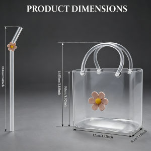 4/1Pc Tote Drinking Glass with Straw Creative Water Cup Table 26oz Kettle for Juice Cocktail as Hydroponic Containers Glass Vase
