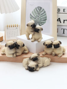 Adorable Little Pug Dog Figurine Resin Craft Office Desk Garden Car Decor Cute Animal Shaped Yellow Color Handmade Home Decorations