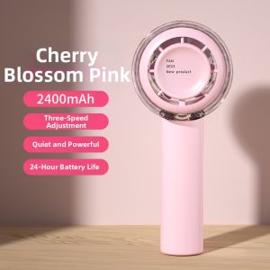Portable Handheld Mini Turbo Fan USB Leafless Neck Hanging Student Electric Fan Macaron Color Small Size Household Item