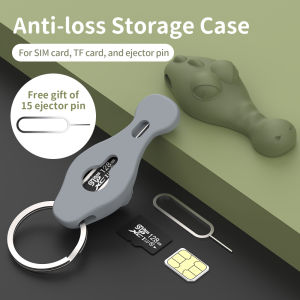 15PCS SIM Card Removal Needle Pin & Anti-lost Tray Charm Keychain Split Rings Phone SIM TF Card Storage Case Ejecter Tool Needle