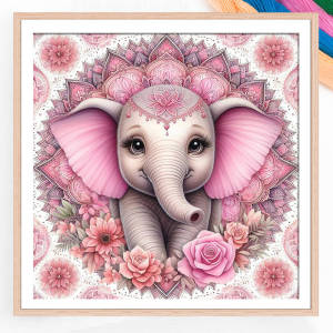 Full Embroidery Beads Cute Elephant Printed 11CT Cross Stitch Kit Home Complete Set Decorative Paintings