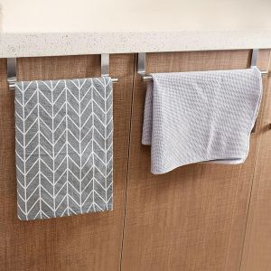 Stainless Steel Single Rod Towel Rack Kitchen Perforation-Free Rag Hanger Cabinet Door Back Towel Hanger