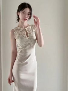 QFN | Unique White Lace Dress Sleeveless