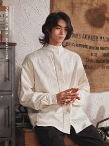 New Chinese Style Chinese Fad Dark Jacquard Stand Collar Long Sleeves Shirt Mens Spring and Autumn Loose Casual Stylish Jacket