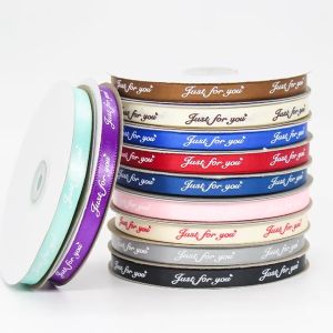 1cm 50yards Satin Ribbon with Just for You Printing Gift Wrapping Wedding Birthday Party Decoration Ribon