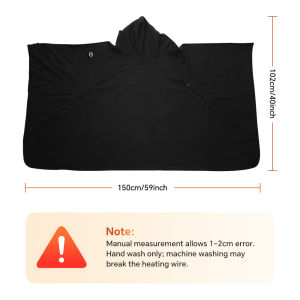 Afdeal | Heated Hooded Shawl Blanket USB Graphene Heating Wrap with 3 Heat Levels 45-65°C Wearable Poncho with Hand Openings for Home