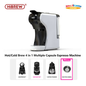 HiBREW H1A 4 in 1 20BAR Hot/Cold Multiple Capsule Coffee Maker Machine Suitable Nespresso Dolce Gusto Ground Coffee ESE POD Coffee Maker with Free Gift Tray