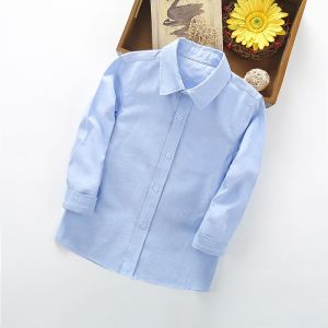 Casual Long Sleeve Childrens Shirt Spring Autumn for Boys 3-14 Years Old Versatile Cotton Blend Comfortable All-Season Wear