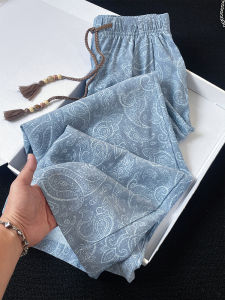 Autumnal Floral Wide Leg Pants High Waist Straight Cut Loose Fit Versatile Womens Fashion Retro Style Casual Trousers